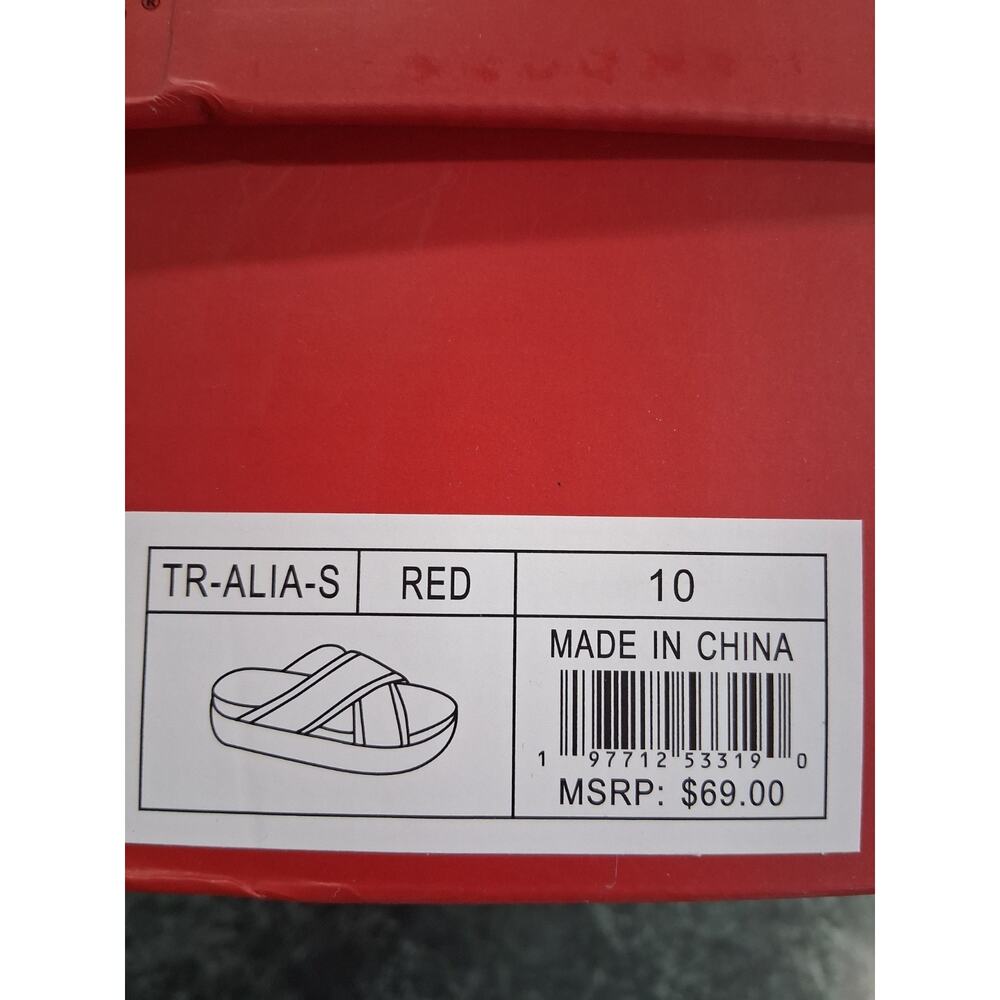 WOMEN'S TRUE RELIGION ALIA CROSS OVER RED SANDALS PLATFORM SLIDES SIZE 10 NEW - Picture 9 of 9